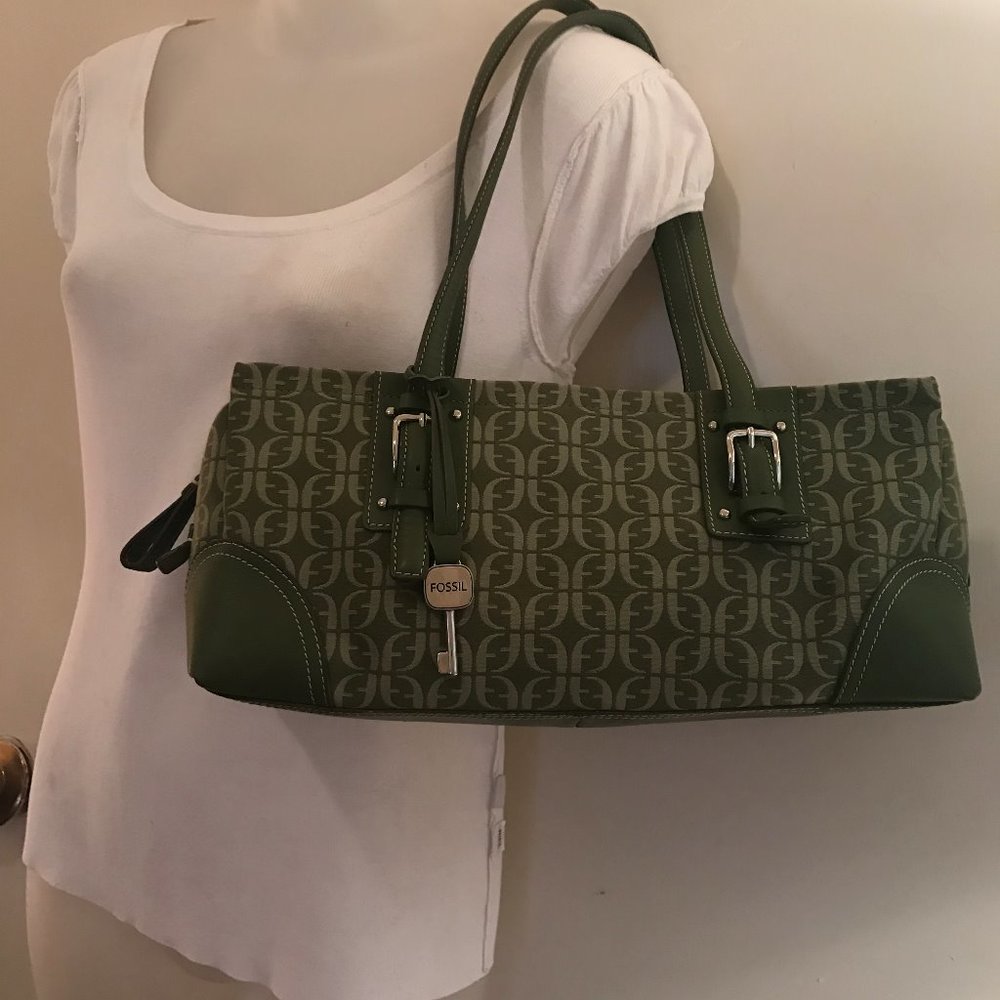 Green Fossil Canvas with Leather Trim - Beautiful!